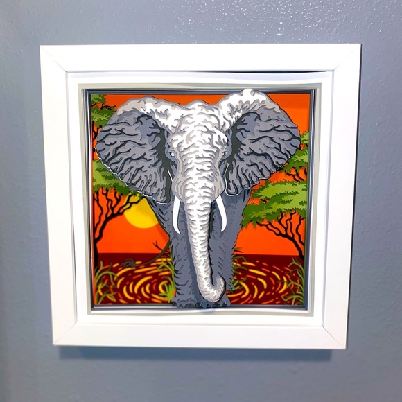 3D Elephant Safari Shadowbox - Picture 7 of 8